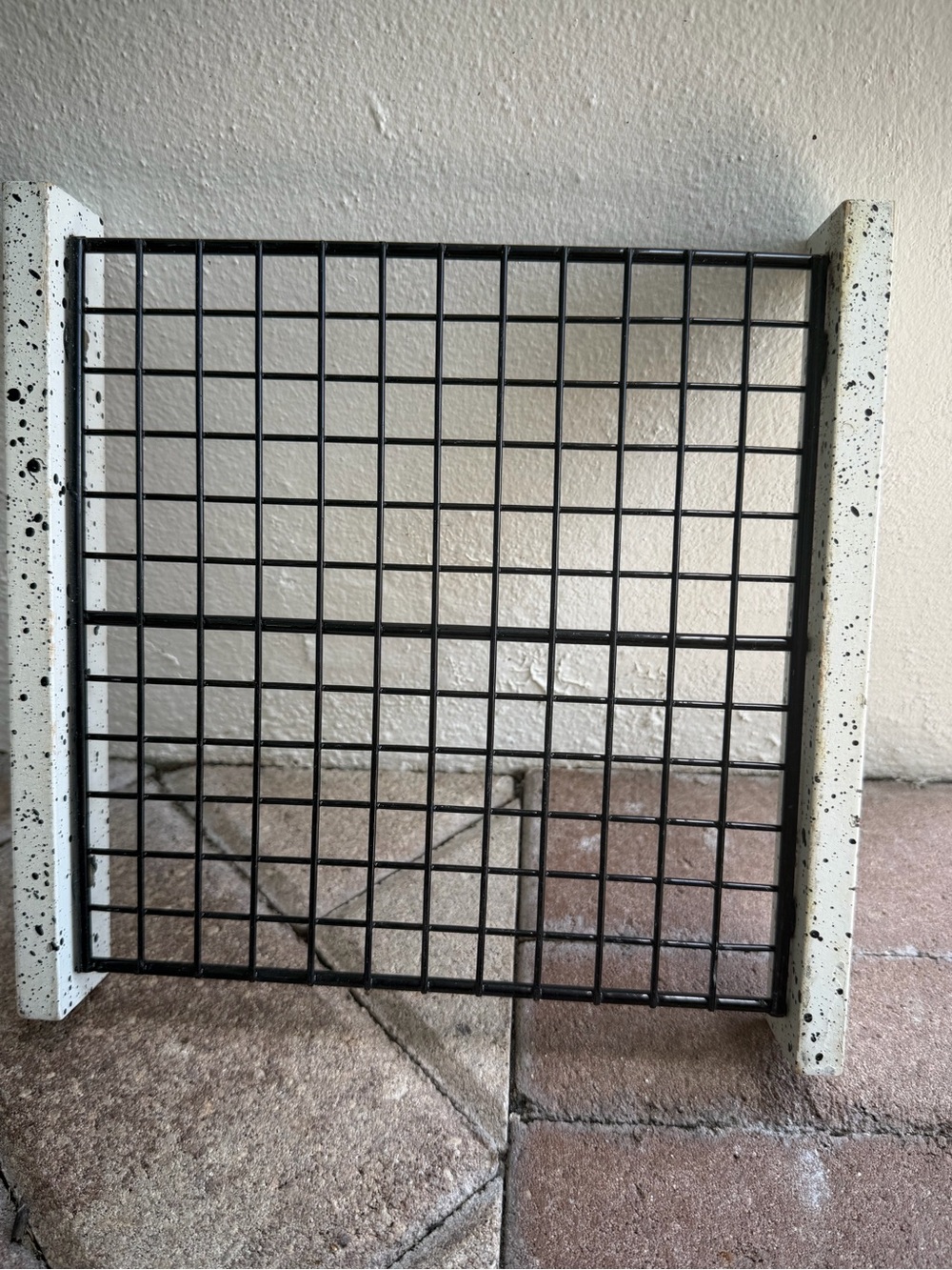 Wire Mesh Vintage 90’s Trivet with Speckled Wood Supports